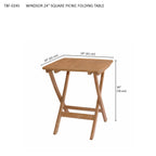 Windsor 24-inch folding teak table - folded view