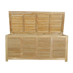 Amberly CB-001 storage box with raised lid showing hinges and lid supports