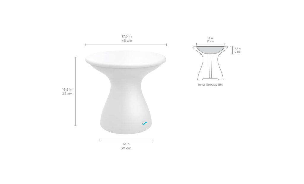 Autograph Standard Side Table dimensions: 17.5-inch top, 16.5-inch height, 12-inch footprint