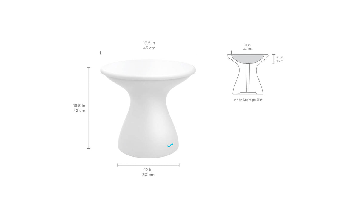 Autograph Standard Side Table dimensions: 17.5-inch top, 16.5-inch height, 12-inch footprint