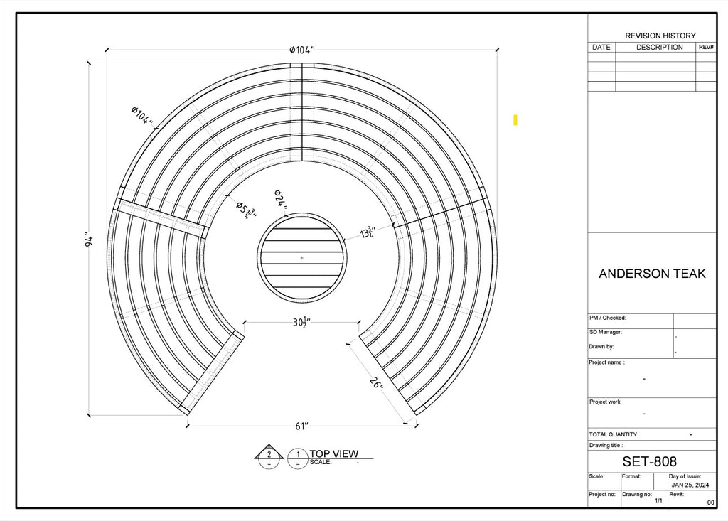 Circular modular teak deep seating set — alternate view