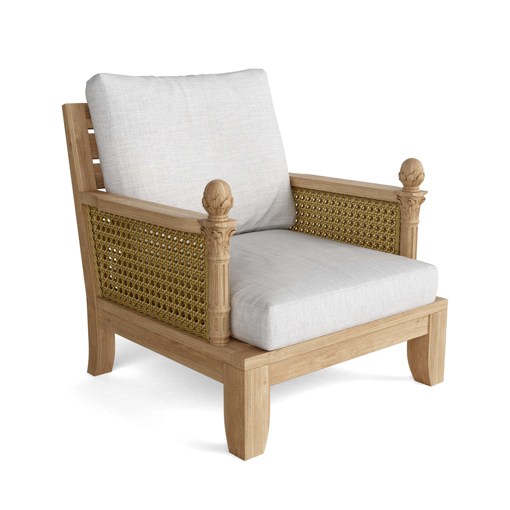 Teak and woven modular lounge set — Luxe — alternate view
