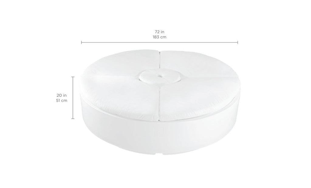Signature Round Sunbed dimensions: 72-inch diameter and 20-inch height