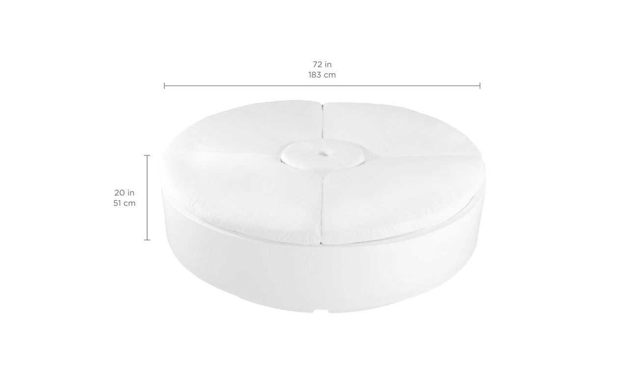 Signature Round Sunbed dimensions: 72-inch diameter and 20-inch height