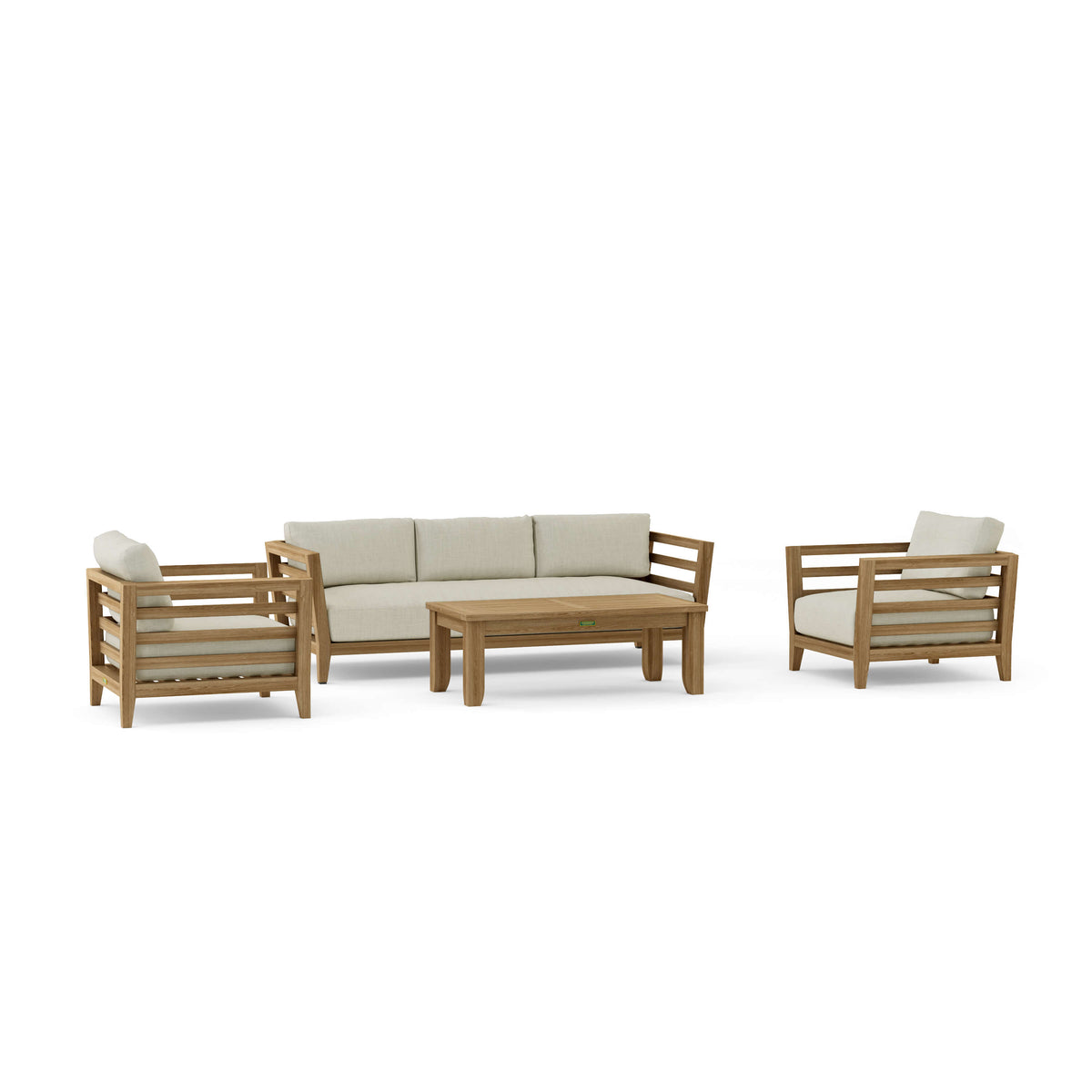 Set 160 Cordoba four-piece teak deep seating set with Canvas Natural cushions
