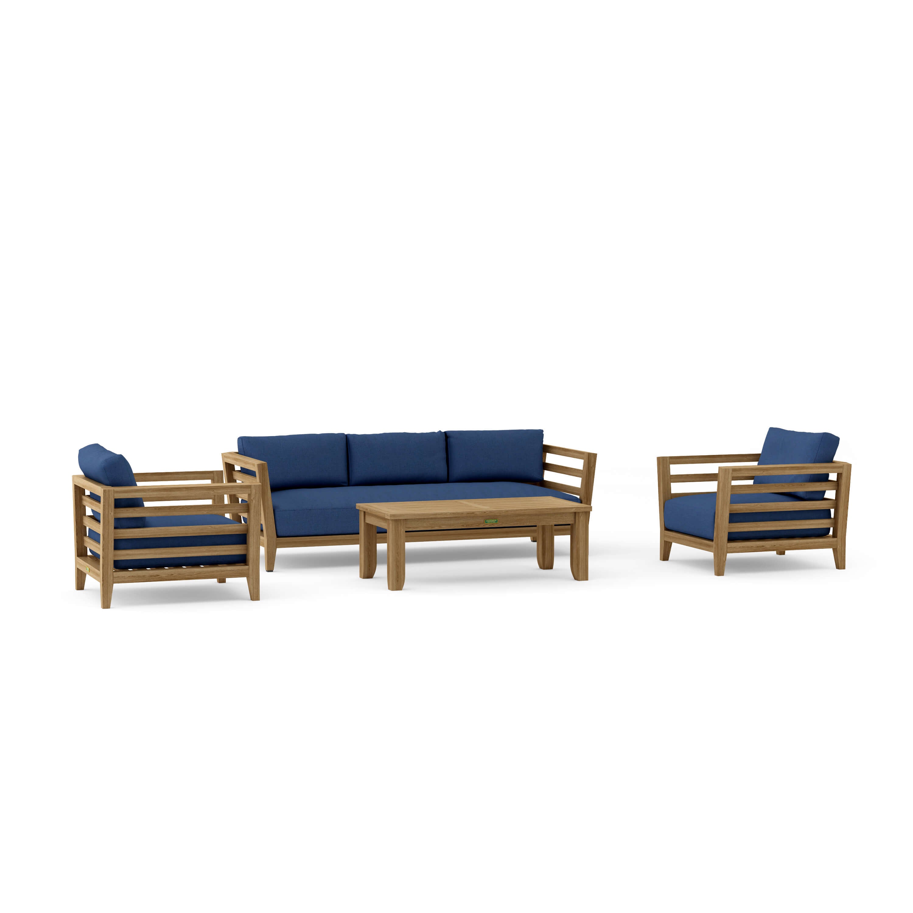 Set 160 Cordoba four-piece teak deep seating set with Canvas Navy cushions