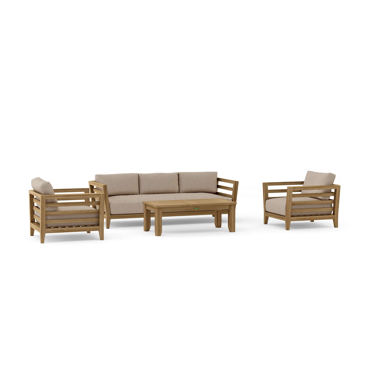 Set 160 Cordoba four-piece teak deep seating set with Cast Ash cushions