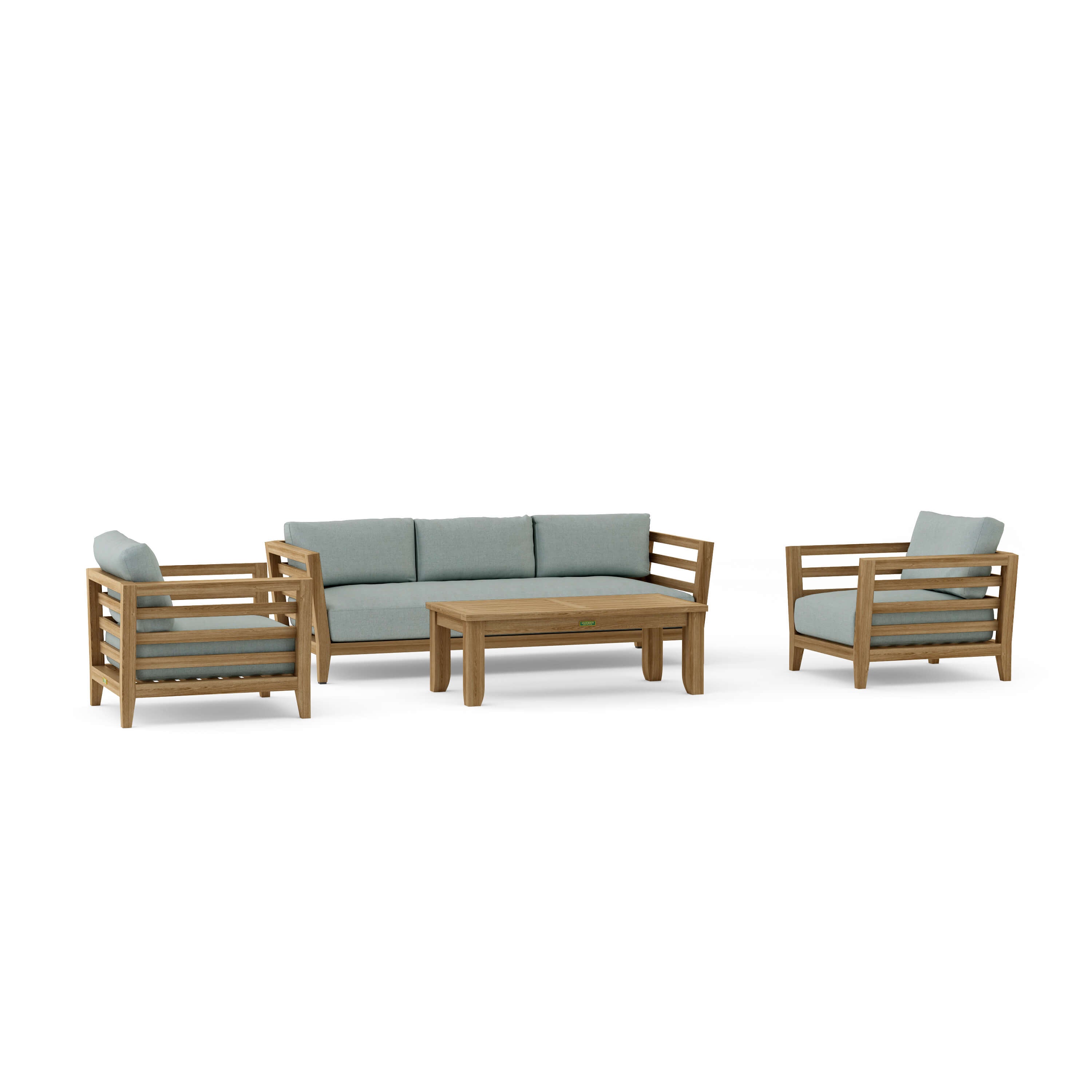 Set 160 Cordoba four-piece teak deep seating set with Cast Mist cushions