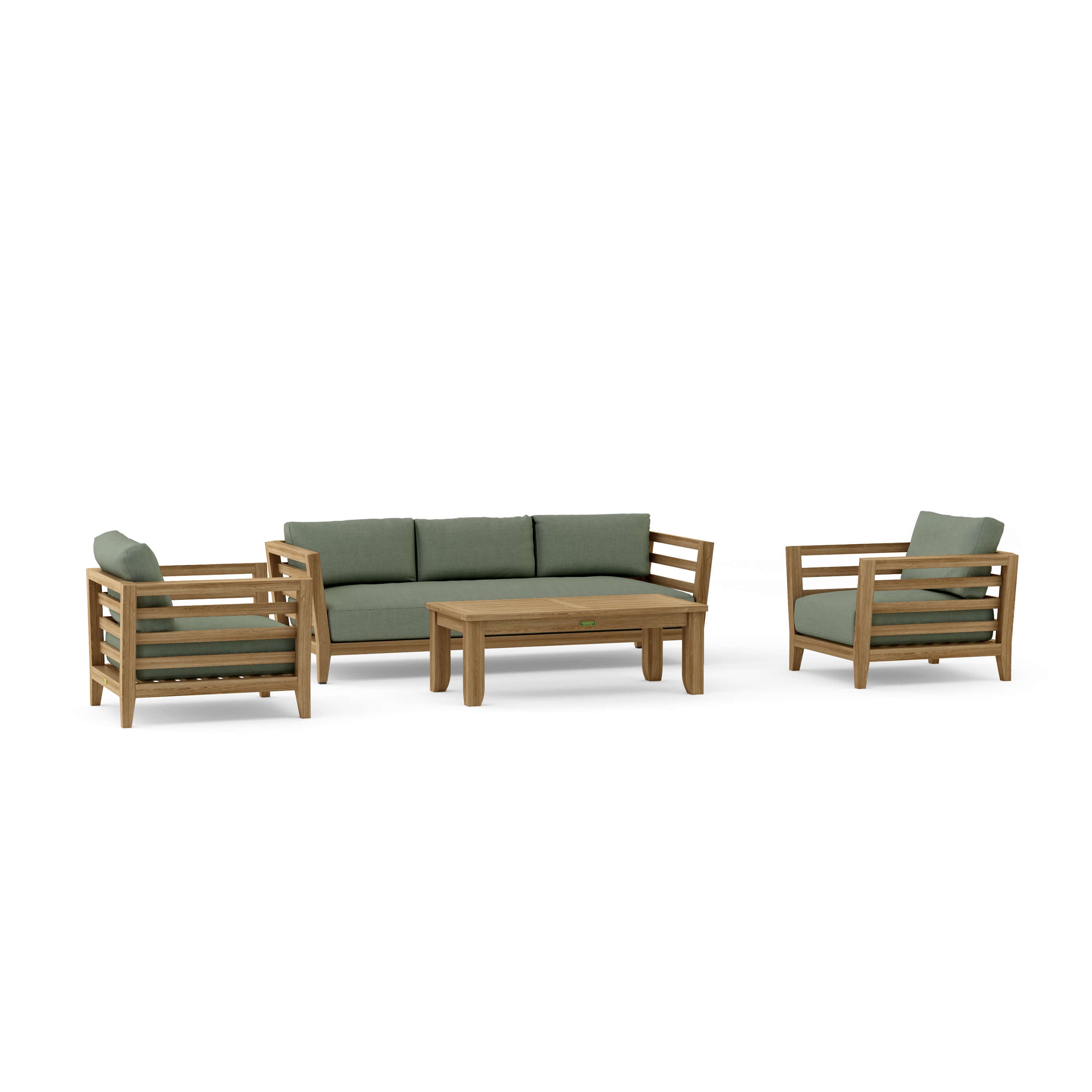 Set 160 Cordoba four-piece teak deep seating set with Cast Sage cushions