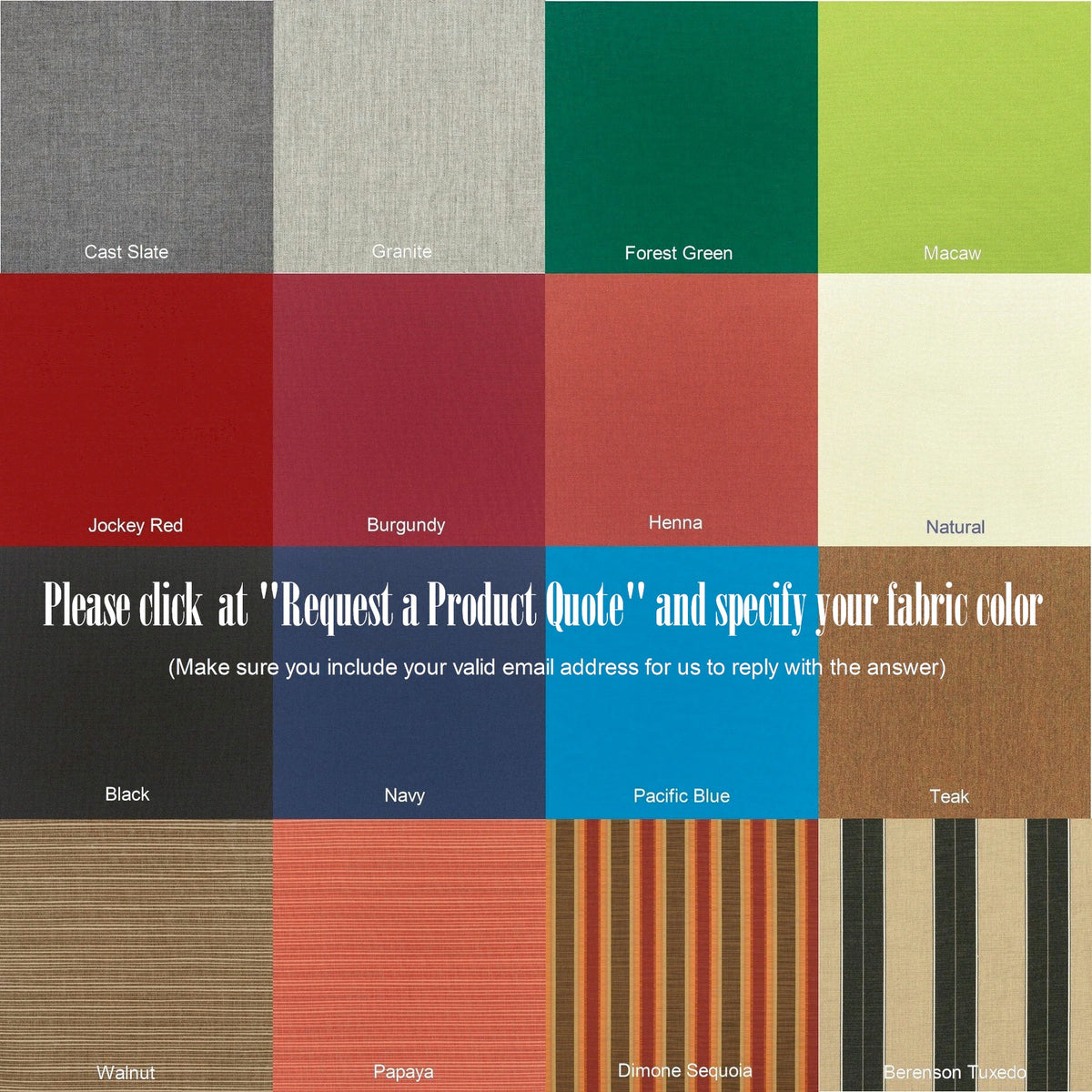 Anderson Teak outdoor cushion fabric color reference chart