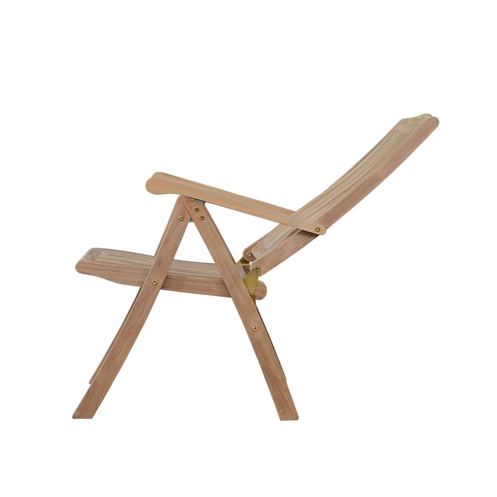 Katana reclining teak armchair, fully reclined position