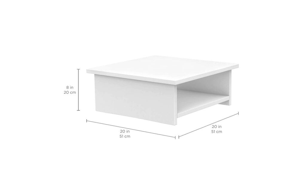 White Ledge Lounger Echo Side Table dimensions: 20 inches long, 20 inches wide, and 8 inches high