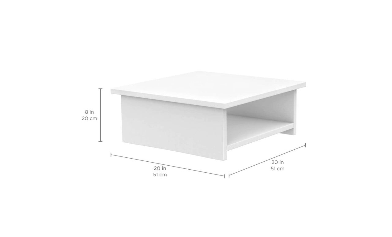 White Ledge Lounger Echo Side Table dimensions: 20 inches long, 20 inches wide, and 8 inches high