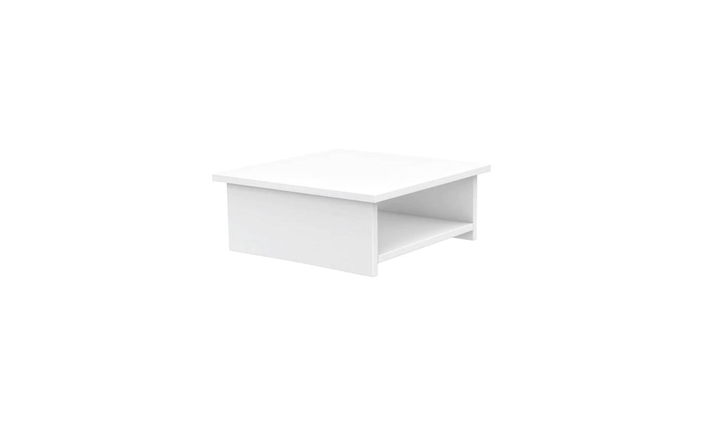 White Ledge Lounger Echo Side Table with open lower shelf on a white background