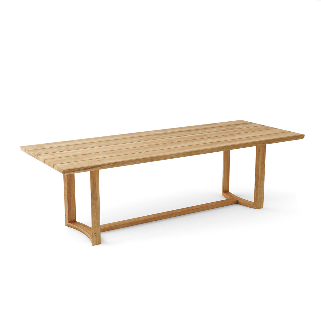 DS-227 solid teak 102-inch outdoor dining table, angled view