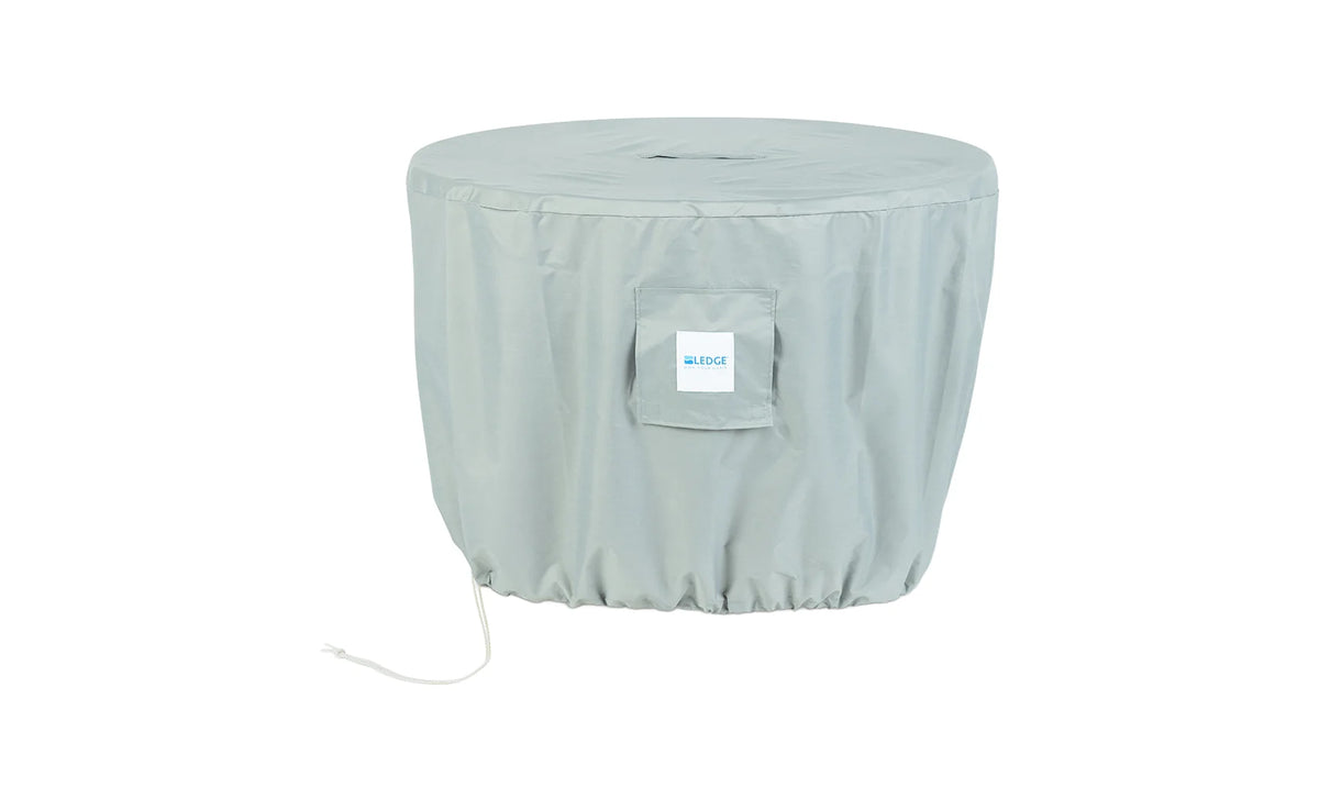 Gray Ledge Lounger Halo Firepit cover with adjustable drawstring