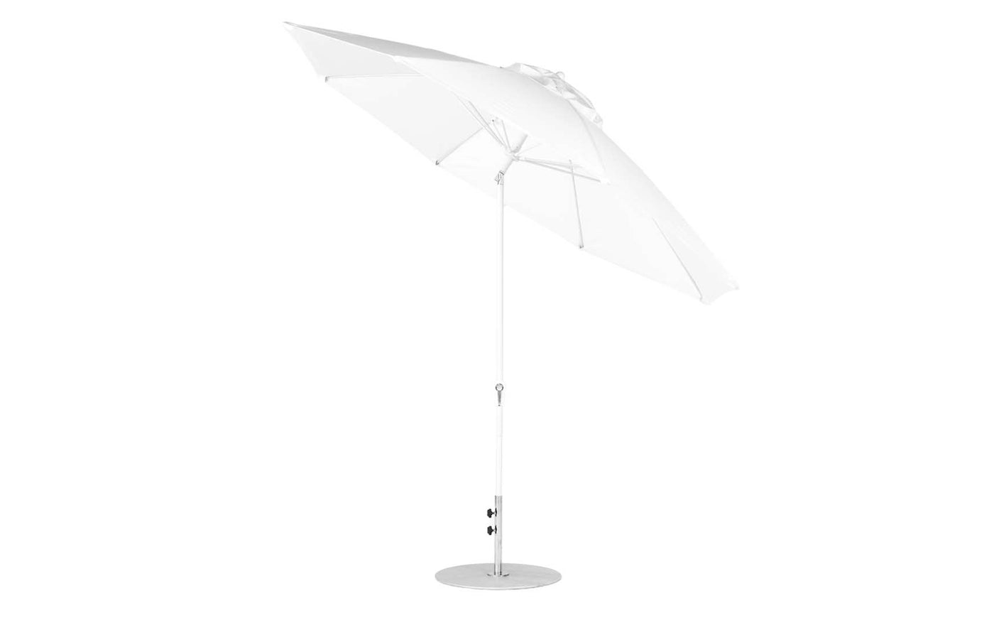 White 11-foot octagon crank auto-tilt Essential fiberglass umbrella with White center pole
