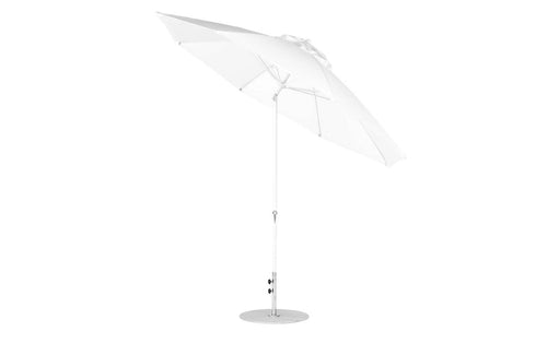 White 11-foot octagon crank auto-tilt Essential fiberglass umbrella with White center pole