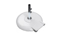 White 150-pound aluminum umbrella base with wheels, 18-inch stem and 1.5-inch pole opening