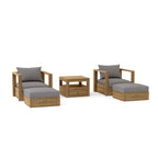 Copacabana 5-Piece Teak Modular Lounge Set (SET-154) in Cast Slate cushion fabric