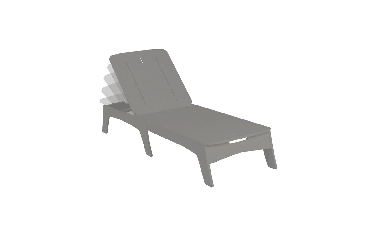 Mainstay Chaise in Gray resin, shown without its included Cadet Gray cushion to show the frame