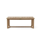 Coronado teak dining table in its closed configuration.