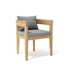 Anderson Teak Coronado Dining Chair, solid teak frame, Cast Slate cushion and back pillow