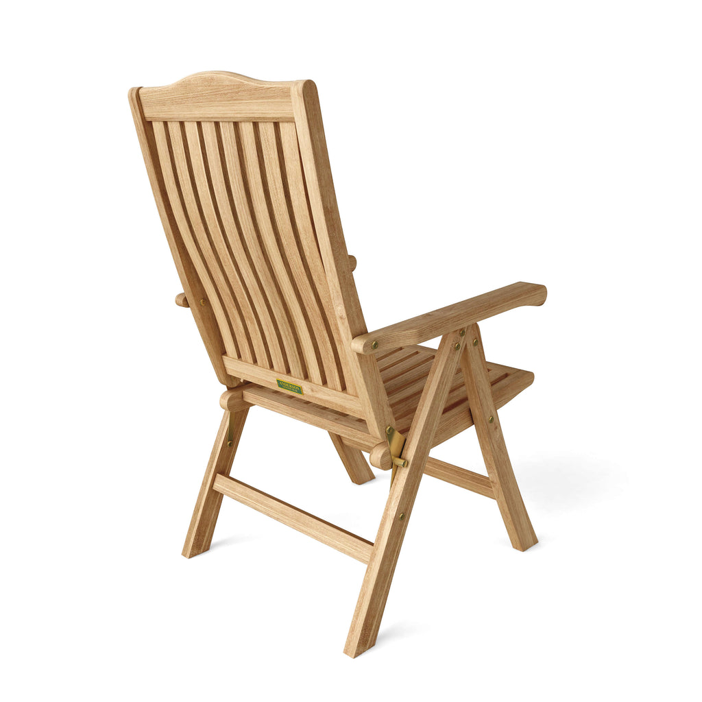 Katana reclining teak armchair, rear view