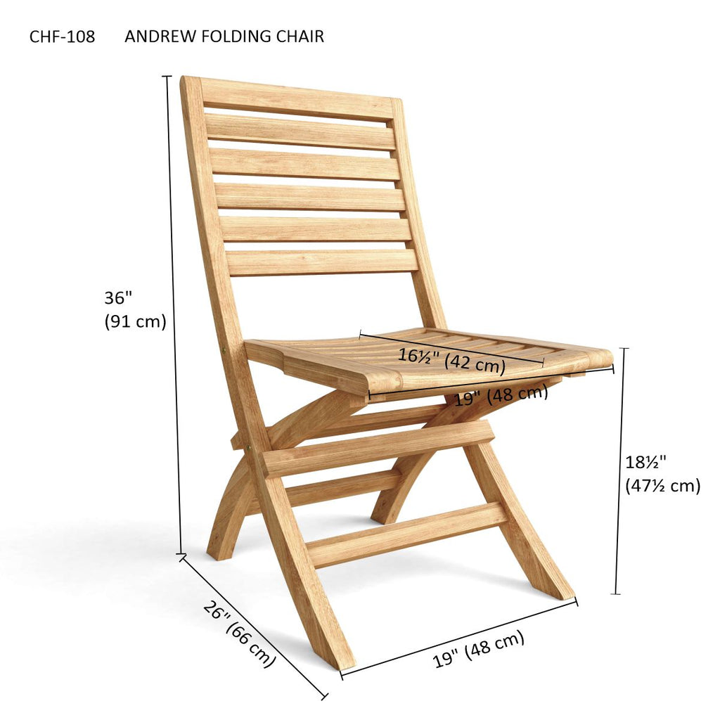 Andrew folding chair dimension diagram (CHF-108)