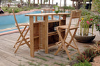 Altavista teak bar showing interior bottle-storage shelves with folding chairs