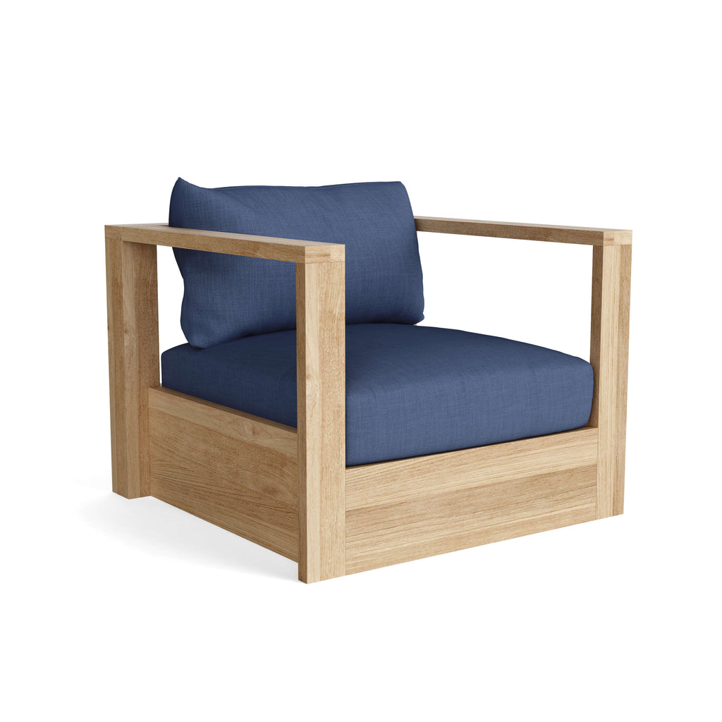 Copacabana 5-Piece Teak Modular Lounge Set — 2 Chairs, 2 Ottomans + Side Table