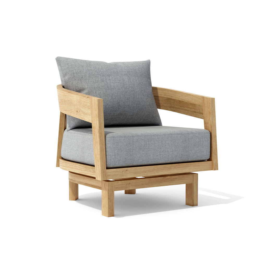Toscana 5-Piece Teak Swivel Conversation Set — 4 Lounge Chairs + Coffee Table
