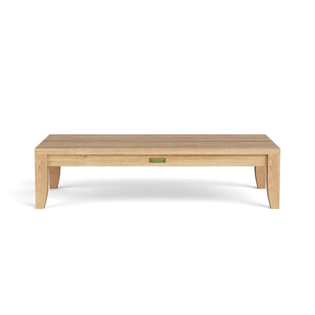 Anderson Teak Coronado Rectangular Coffee Table, solid teak, front elevation view
