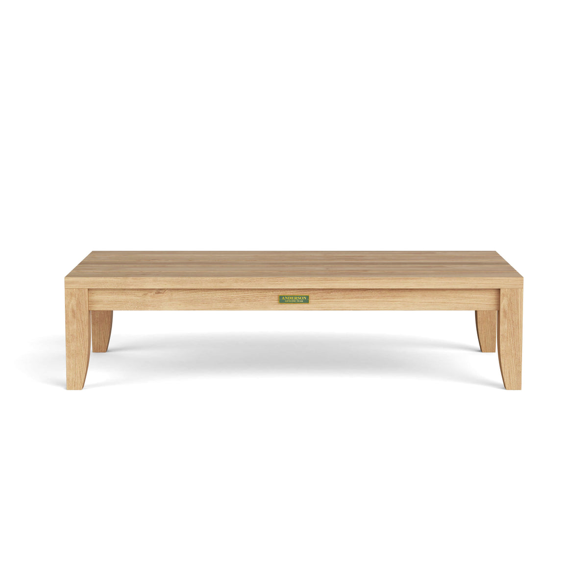 Anderson Teak Coronado Rectangular Coffee Table, solid teak, front elevation view