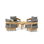 Set 371 Toscana five-piece teak swivel conversation set in Cast Slate cushion fabric